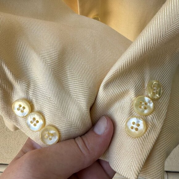 Bert Pulitzer Signature Collection Vintage Mens Yellow Silk Blazer Jacket 46R - Picture 5 of 11